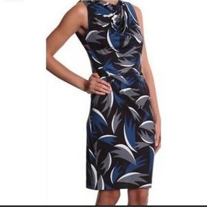 DVF Diane von Furstenberg Winged "Gabbie" Silk Jersey Blue Gray printed Sheath